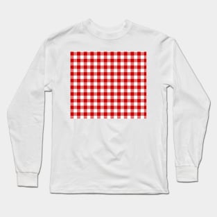 Red and White Pin Check Gingham Long Sleeve T-Shirt